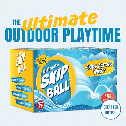 Activ Life The Ultimate Water Skip Balls, Water Bouncing Ball for Swimming Pool, Beach Toys for Friends, Family, Kids and Adults - style: Yellow/Cyan
