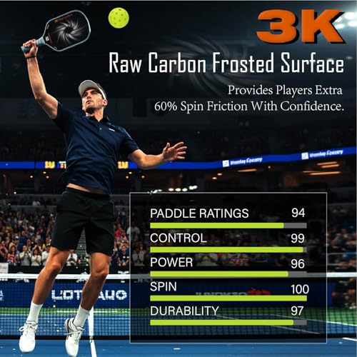 Carbon Fiber Pickleball Paddles USAPA Approved Raw Carbon Frosted - color: Grey