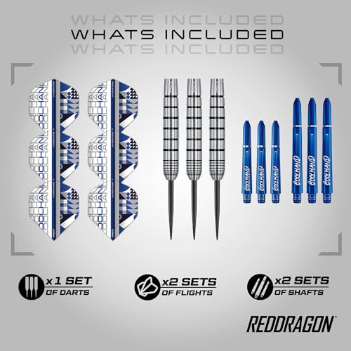 RED DRAGON Game On Professional Player Series Steel Tip Darts Set - Stainless Steel Darts with VRX Shafts & Flights - Available in Iceman, Coolhand & Snakebite Styles - style: Coolhand