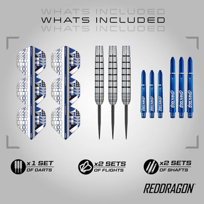 RED DRAGON Game On Professional Player Series Steel Tip Darts Set - Stainless Steel Darts with VRX Shafts & Flights - Available in Iceman, Coolhand & Snakebite Styles - style: Coolhand