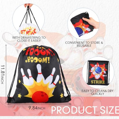 24 Pcs Bowling Party Favors Bowling Party Plastic Cups Bowling Party Drawstring Backpack Bag 24 oz Bowling Tumbler Bowling Party Favor Bags for Bowling Birthday Team Party Supplies Gifts