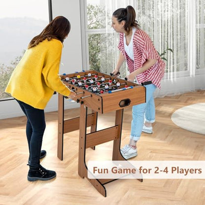 Goplus Folding Foosball Table, 27” Wooden Soccer Game Table with 2 Footballs & Score Keepers, Indoor Outdoor Portable Football Game Set for Adults, Arcades, Bars, Parties, Family Nights