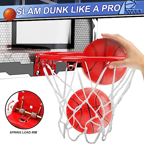 Indoor Basketball Hoop Set for Kids Adults, Pro Mini Basketball Hoop for Door Wall, Room Basketball Hoop Over The Door Outdoor Basketball Hoop with 4 Balls Toy Gift for Boy Girl - style: Black
