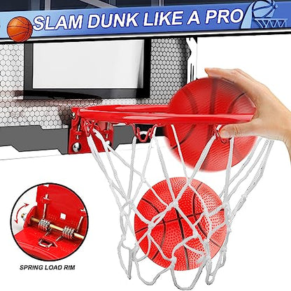Indoor Basketball Hoop Set for Kids Adults, Pro Mini Basketball Hoop for Door Wall, Room Basketball Hoop Over The Door Outdoor Basketball Hoop with 4 Balls Toy Gift for Boy Girl - style: Black