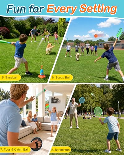 Outdoor Toys for Kids Ages 4-8, 8-in-1 Backyard Games Set with Multiple Sports Activities, Outdoor Family Play for Boys and Girls, Ideal for Parties, Camping & Birthday Gifts