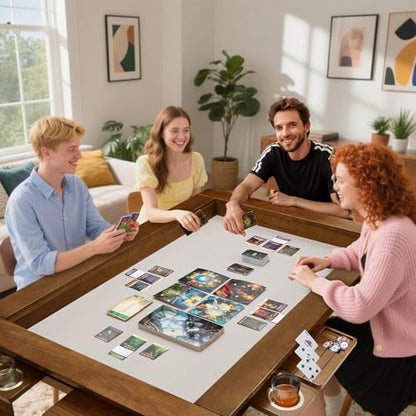 Haddockway 63" ×39“ Board Game Table with Removable Top, Solid Wood Dining/Gaming Table for 4-6 Players with Play Mat, 6 Detachable Cup Holders & 6 Hobby Trays (Light Walnut) - color: Light Walnut