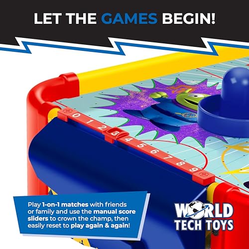 Disney Pixar Toy Story Air Hockey Table for Kids - Buzz & Woody Tabletop Game with Puck, Pushers & Air Flow System - Disney Licensed - Kids 4+