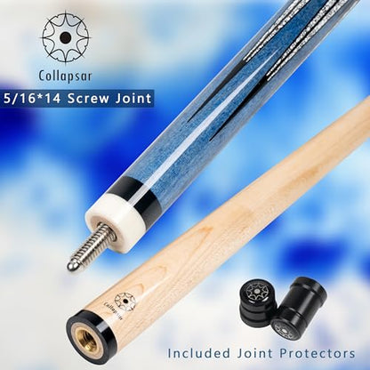 Collapsar CA Pool Stick with 1X1 Hard Case,58" Maple Professional Billiard Cue Stick,19-21 oz Pool Cue Set - color: CA008+Joint Protector+Hard Case, size: 19 ounce