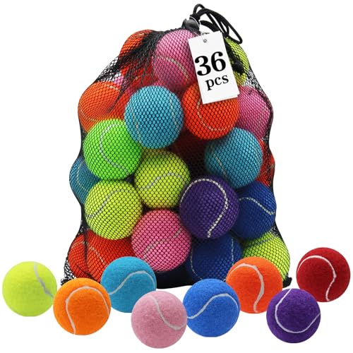 Swingers Tennis Balls,Training Exercise Balls for Pet Dog, High Elasticity Practice Tennis Balls for Beginner, with Mesh Carry Bag Easy to Transport - color: Multicolor, size: 36 PACK