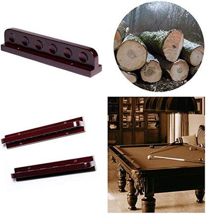 Traditional Wall Mounted Billiard Cue Rack, Billiard Entertainment Accessories for Family Kids, Snooker Pool Cue Rack Holds 6 Cues 33cmx7cmx2cm