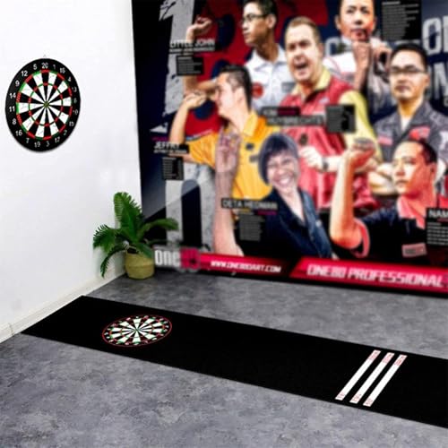 Rubber Darts Board Mat, Non Slip Dart Carpet with Throwing Lines, Professional Dart Floor Mat Soundproof Floor Protector for Dart Game(Black)
