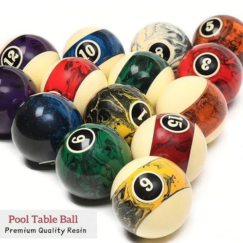 VIDOR Pool Ball,Billiard Balls 2-1/4" Regulation Size Billiard Balls Set with 6 oz Weight Full 16 Resin Pool Balls - style: Marble Dark