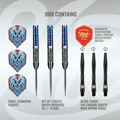 Shot Darts Steel Tip, Viking Raven (22g/23g/24g/25g), 90% Tungsten Barrels, Center Balanced with with Dual Grip, Handcrafted Professional Dart Set and Flights Made in New Zealand, Metal Tip Bar Darts - style: 24 Grams