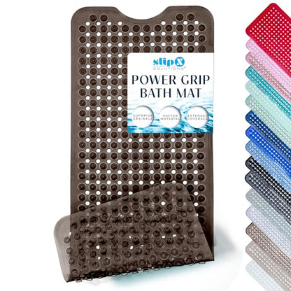 SlipX Solutions Power Grip Bathtub Safety Mat | Precision Grip Technology for Longer, Stronger, & Softer Wet Surface Protection | Clear Bronze 39"x16" - color: Clear Bronze