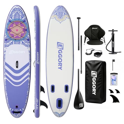 Inflatable Paddle Board,Stand Up Paddle Board Set, Extra Wide SUP Board with Removable Fin, Floating Paddle, Hand Pump, Waterproof Phone Pouch,Traveling Board - color: TT purple /Kayak Seat