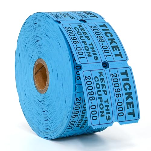 L LIKED Raffle Tickets Double Rolls 1000 Per Roll 50/50 Raffle Tickets for Events,Carnivals, Entry, Class Reward, Prizes(Blue) - color: 1000 Blue