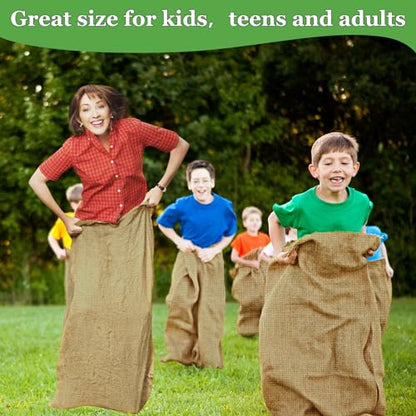 CWLAKON 6 Pack Large Burlap Potato Sack Race Bags for Kids Adults, Field Day Family Reunion 4th of July Easter Halloween Game, Outdoor Camping Picnic Birthday Party Outside Yard Lawn Carnival Games - size: Pack of 6 Burlap