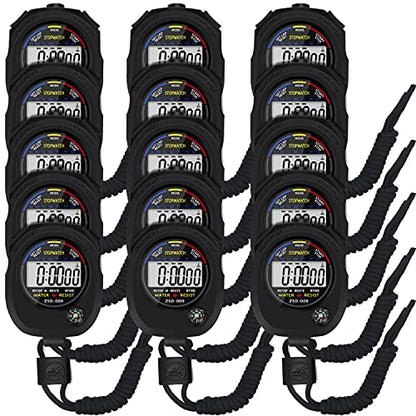 Multi-Function Electronic Digital Sport Stopwatch Timer, Large Display with Date Time and Alarm Function,Suitable for Sports Coaches Fitness Coaches and Referees (15pack)