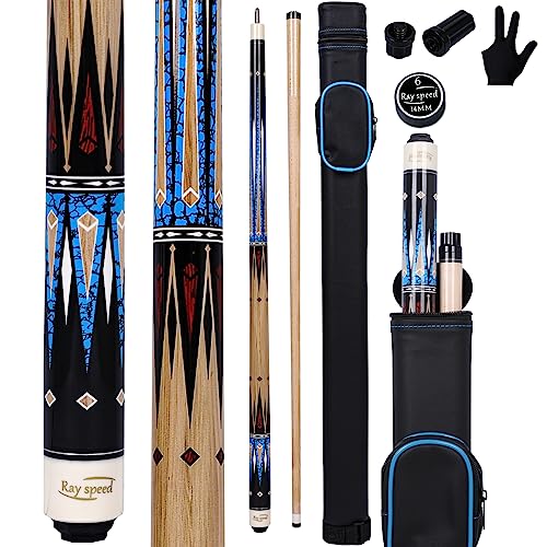 Pool Cue Stick with Hard Case Hardwood Canadian Maple Professional Billiard Pool Stick 58" 2-Pieces 19/20oz Pool Stick Set - color: CGB-500, size: 19 oz