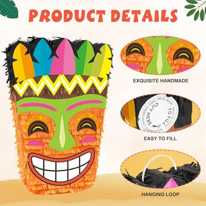 Wernnsai Tropical Hawaii Piata with Blindfold and Bat for Girls & Boys - Hawaiian Luau Themed Party Decoration - style: Aloha