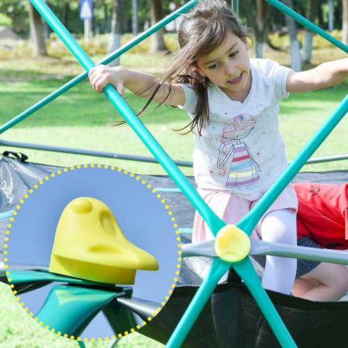 Merax 12FT Climbing Dome with Hammock, Outdoor Geometric Dome Climber Play Center for Kids 3-10 Supporting 1000 lbs, Easy Assembly Jungle Gym - style: 12FT Green & Silver