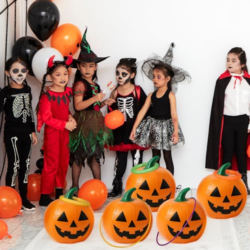VioraWhite Summer Halloween Ring Toss Game Inflatable Pumpkin Pool Toys Ring Toss Pool Game Halloween Pumpkin Beach Balls Toys Set for Party Yard Garden Lawn Decoration