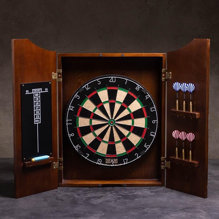 UV Printed Dart Board Cabinet Set Wooden Dartboard Cabinet for Family Game Rooms