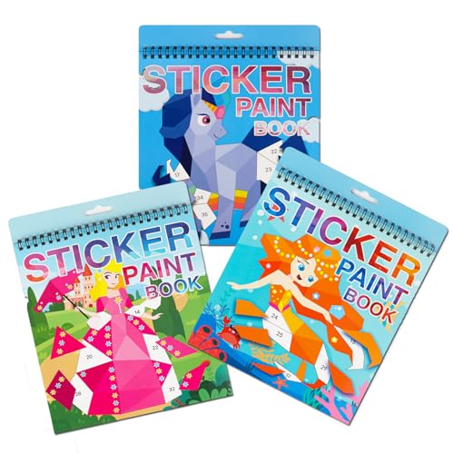 AEAHALY Crafts for Kids Ages 4-8 Paint by Sticker, Reusable Sticker Book for Kids Boys and Girls Birthday Gifts Party Favor (Style1-3P) - style: Style1-3P
