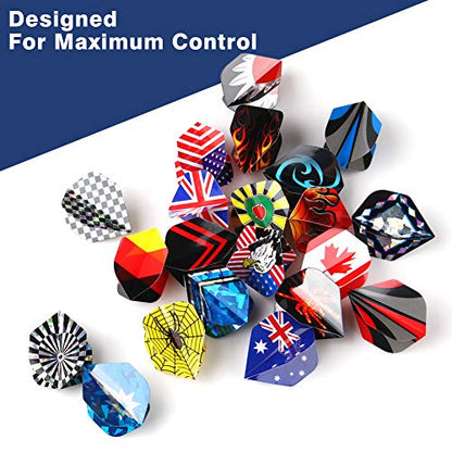 Tezoro Standard Dart Flights sets 30 sets 90 pcs Durable Replacement Dart Accessories Parts Supplies, Rich Variety of Designs Tail Wing