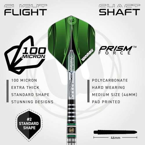 Winmau Sniper Black Professional Darts Set - 90% Tungsten Darts with Flights & Shafts - Match-Weighted Barrels for Steel Tip & Soft Tip Darts - Available in 18g to 24g Weights - size: 23G - Steel Tip