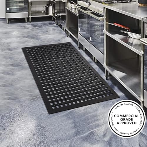 A1 Home Collections New All Purpose Anti Fatigue Versatile Rubber Floor Non-Slip Mat with Drain Holes, Workplace Mat, Restaurant Kitchen Mat, Commercial Utility Garage Floor Mat - 32" x 47" (2 Pack) - size: 2 Pack - 47"L x 32"W x 0.6"Th