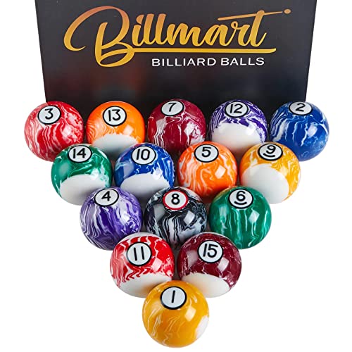 Billmart Billiard Balls Set 16 Pool Table Balls - color: Marble Premium