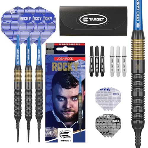 Target Darts Josh Rock Soft Tip Darts, 18G Brass Darts, | Pixel Soft Tips, Player Edition Darts with Fixed Black Plastic Tips, Professional Darts Accessories & Darts Case