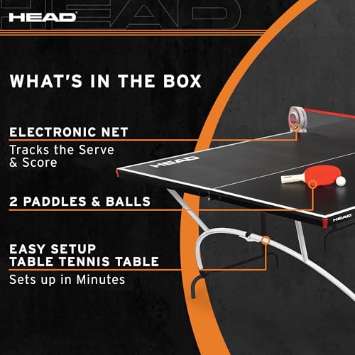 EastPoint Mid-Size Portable Ping Pong Table - 92" x 52" x 30", 2 Paddles & Balls - Foldable Design for Quick Setup - Indoor Ping Pong Game Table - Electronic Scorekeeper & Complete Paddle & Ball Set