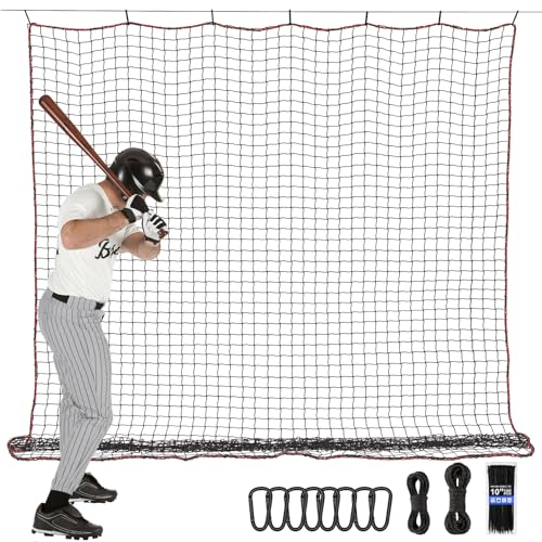 BaseGoal Baseball & Softball Backstop Nets, Heavy Duty Sports Practice Nets, Sports Netting Barrier,DIY Ball Net,Hitting Net for Baseball, Hockey, Soccer, LAX and More - size: 10x40ft