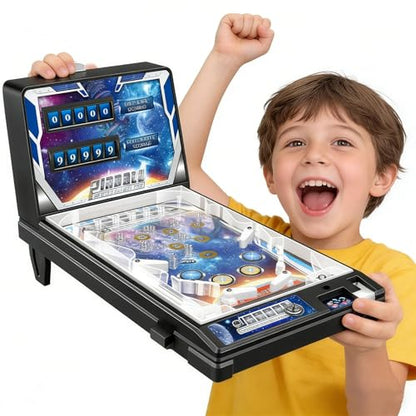Mini Pinball Table, 16.5-Inch Portable Arcade Tabletop Pinball Game with Lights, Sounds and Scoreboard, Action and Reflex Game for Children and Family