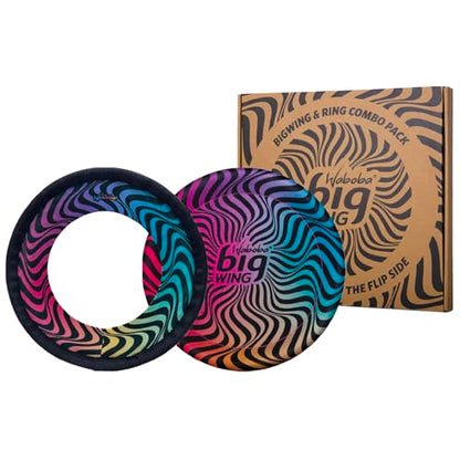 Waboba BigWing & BigRing Frisbee Combo Pack, Fabric Frisbee 2 Pack for Kids & Adults, Soft Catch Lightweight Flying Disc for Yard Games