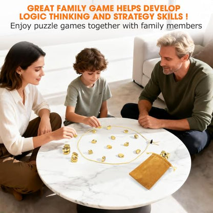 Upgraded Magnetic Chess Game Set with 20 Larger Golden Stones & Rope, Portable Magnet Game, Fun Strategy Puzzle for Kids & Adults, Family Party Travel Cluster Game