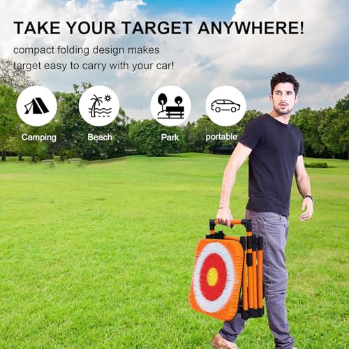 Portable Axe Throwing Game, Throwing Bristle Target with 16 Throwing Axes Set for Backyard, Indoor & Outdoor,Yard Games, Carnival Games