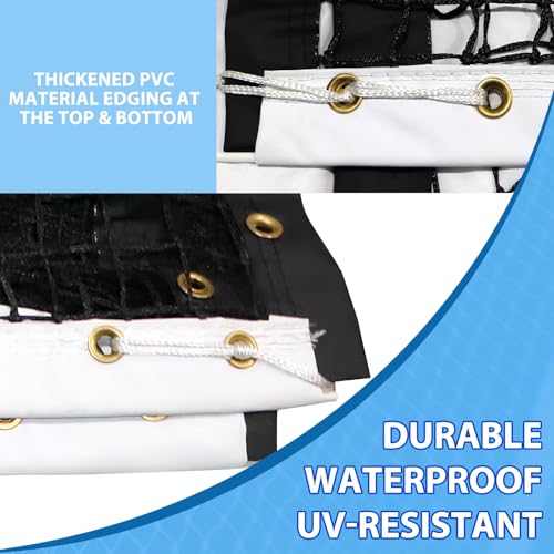 Tennis Net Outdoor Heavy Duty Professional Tennis Court Net Replacement Portable Tennis Net Nylon for Standard Tennis Courts [Includes 2 Fiberglass Dowels] - style: black&white