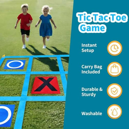 Nattork Outdoor Giant Tic Tac Toe Game for Kids Adult Family, Large Outside Lawn Yard Backyard Carnival Field Day Game, Birthday Party Family Reunion Games Playground - color: RED AND BLUE 4*4FT
