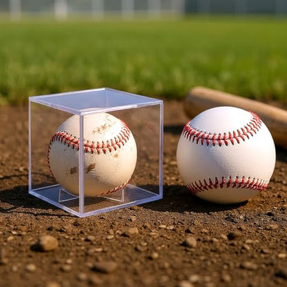 16 Pack UV Protected Acrylic Boxes for Display,Clear Display Case Baseball Cube Memorabilia Showcase Autograph Ball Protector