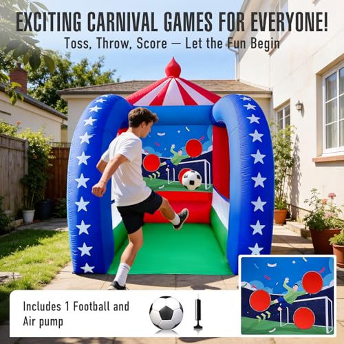 Inflatable Carnival Games — 6.5×6.5×9FT, Built-in Blower, Quick-Inflate — Football Target (Quick-Inflate Outdoor & Indoor Football Game for Backyard Parties, Team Challenges & Event Fun) - style: Football Target