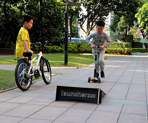 Kids Jumping Ramp for Skateboard, Bike, Scooter, BMX, RC Car and Dirt Bike, 34.37 in, Black - color: Black, size: L220