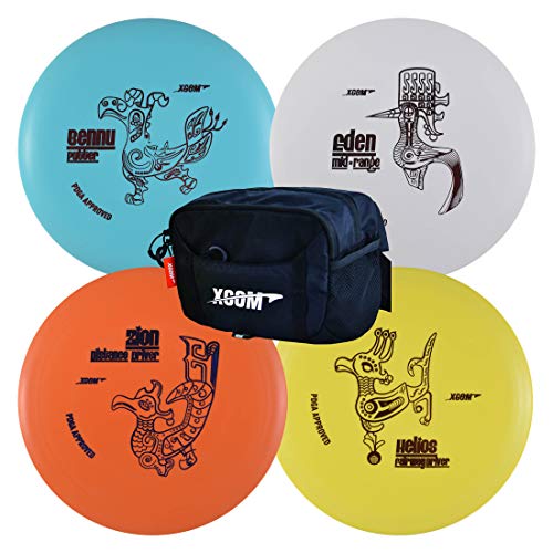 X-Com Disc Golf Beginner Starter Set with 4 Discs and Easy to Carry Bag