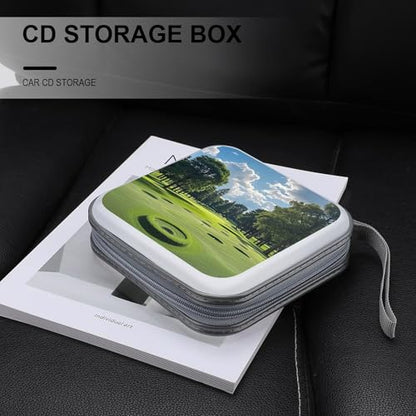 Golf Course CD Case 40 Discs Heavy Duty Bag Binder Storage Booklet Album Portable DVD CD Case Holder for Car Sturdy Hard Plastic Disc Cases for Home Office Travel