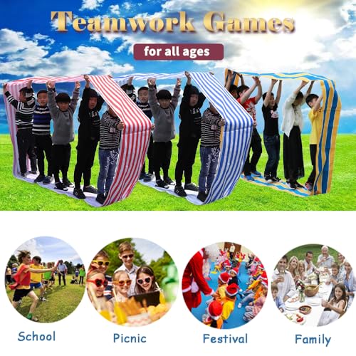 Team Building Activity Mat - Circular Mat for Teenagers Adults Relay Race, Kids Elementary School Field Day Group Teamwork Games, Church Rally, Gym Class Exercise, Family Reunion Fun - color: red-blue-yellow