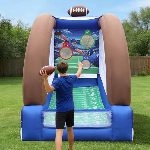 10Ft Inflatable Football Target Toss with Balls, Portable Football Throwing Target for Indoor & Outdoor Sports, Carnivals, Camping, and Family Activities