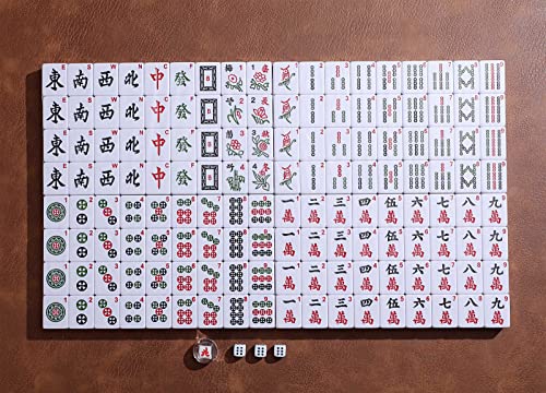 Mose Cafolo Professional Chinese Mahjong Game Set 146 Numbered Large Size Tiles with Carrying Travel Case, Complete Mahjong Tiles Set (Majiang, Mah-Jongg, Ma Jong) - color: Green Tile