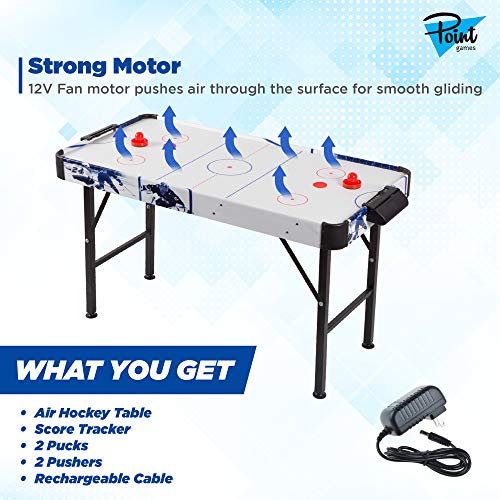 Point Games Air Hockey Table for Kids - Electric Powered Air Hockey Game - Foldable & Tabletop - Air Hockey for Kids & Adults - Games for Girls & Boys